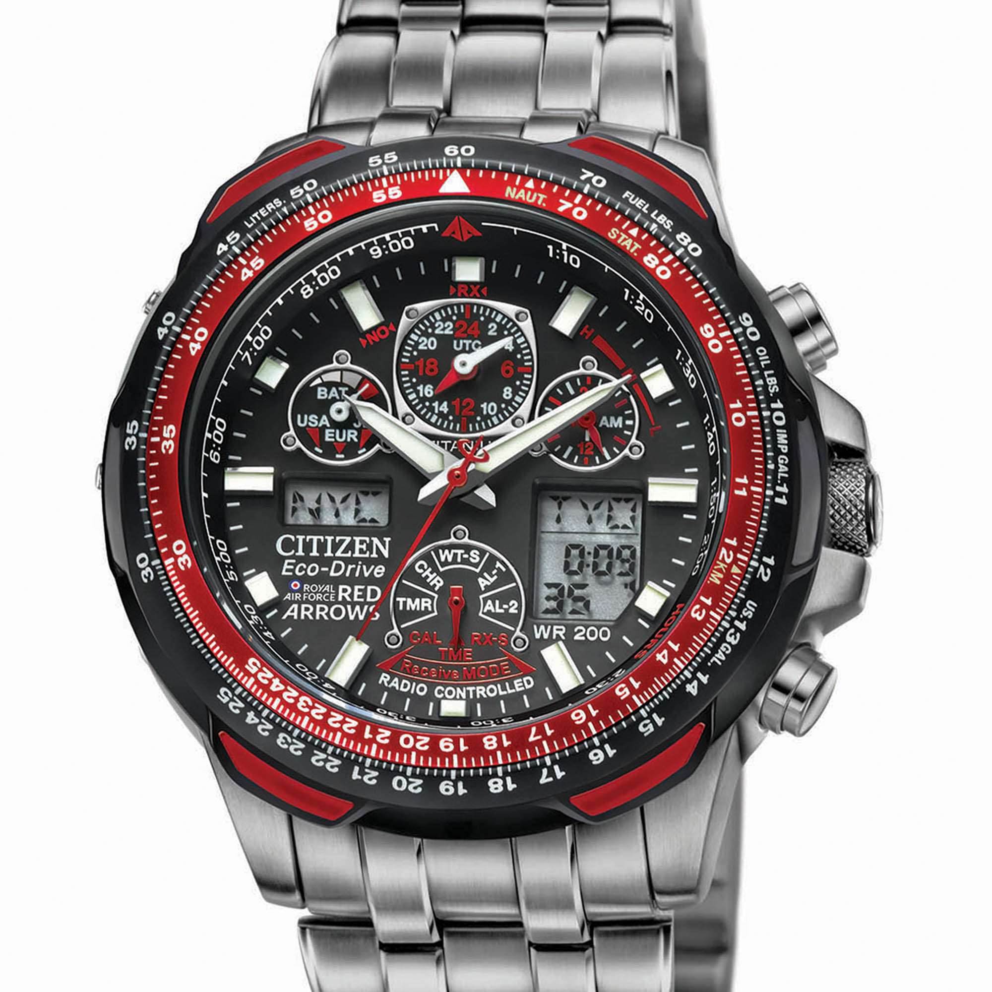 Citizen Men's Skyhawk A-t Red Arrows Titanium Alarm Chronograph Radio